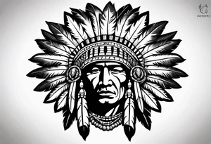 Native American chief hat roses tattoo idea