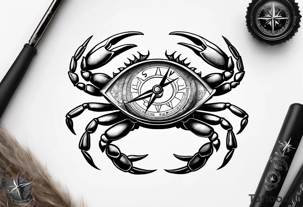 blue crab compass, nautical theme for a female tattoo idea