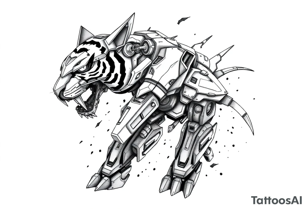 A giant mech gundam tiger tattoo idea