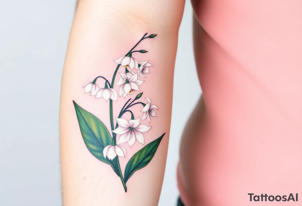 White flowering Lilly of the vally plantsl tattoo idea