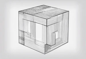 A three-dimensional cube with an emphasis on lines, creating a depth effect. tattoo idea