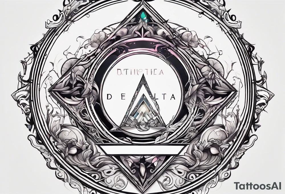 letter delta inside a circle, subtle, girly tattoo idea