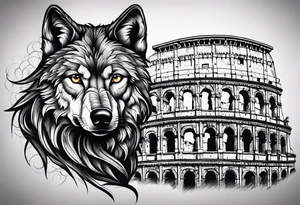 tattoo with a wolf and the Roman Colosseum. tattoo idea