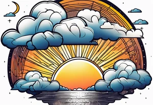 sunshine with beams coming out of clouds tattoo idea