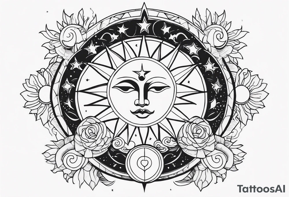 Sun and moon tattoo idea