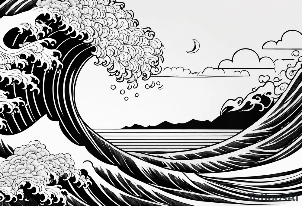 nature and wave in horizontal image tattoo idea