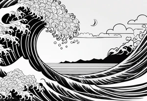 nature and wave in horizontal image tattoo idea
