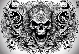 demonic style sleeve tattoo idea