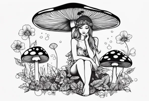 fairy on mushroom tattoo idea