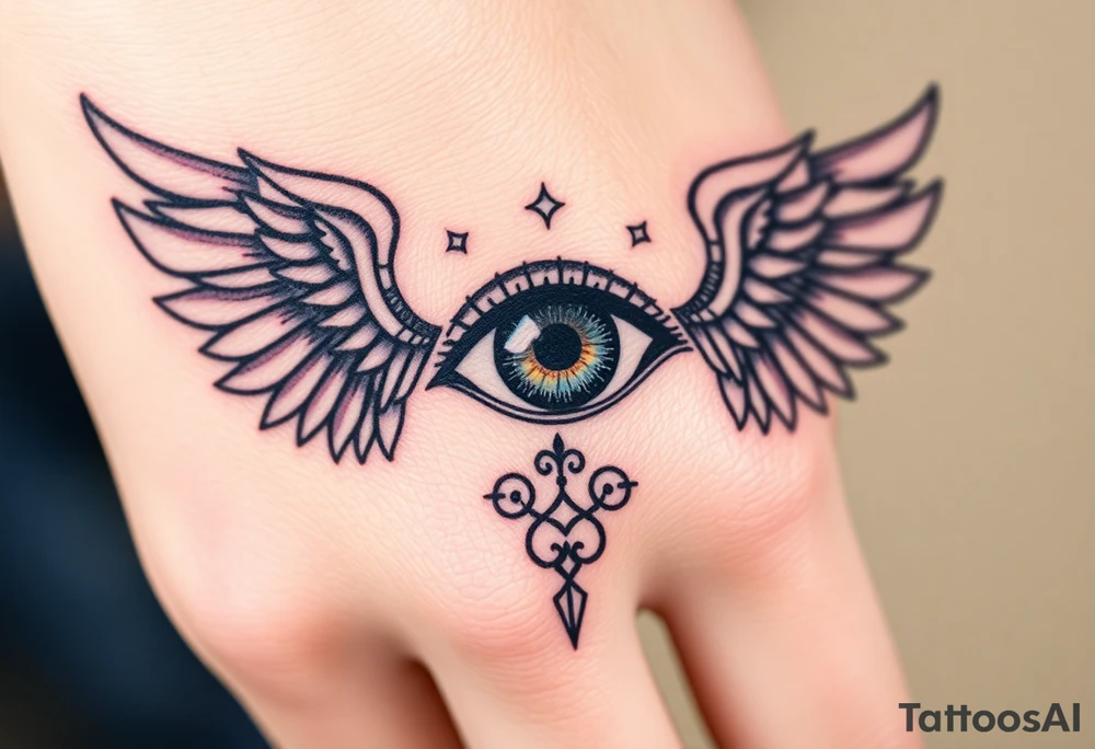 Slave bracelet style, beautiful eye, symbolism, wings tattoo idea