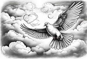 dove flying in clouds tattoo idea