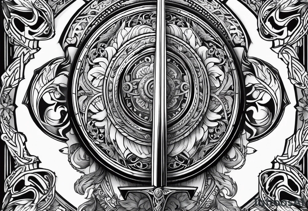 Valhalla sword shield banner tattoo idea