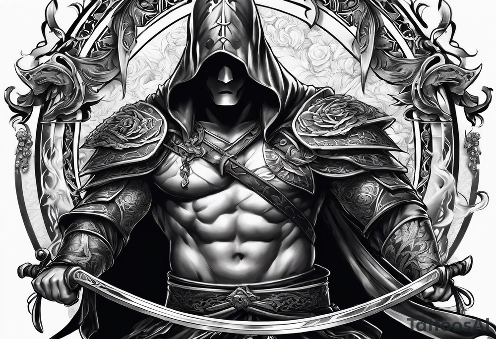 Phantom holding two swords tattoo idea
