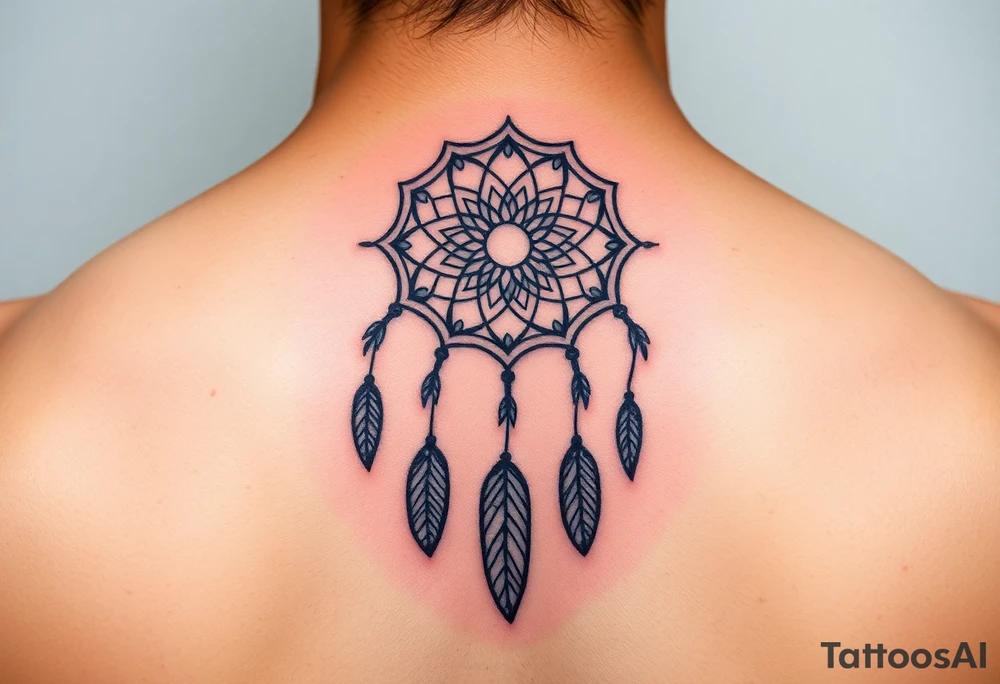Neck piece with a beautiful dream catcher tattoo idea