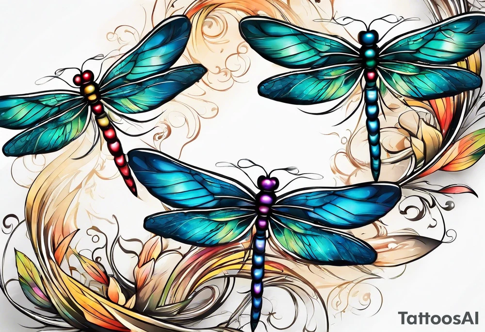 4 dragonflies flying together tattoo idea