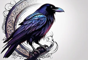 Raven facing forward tattoo idea