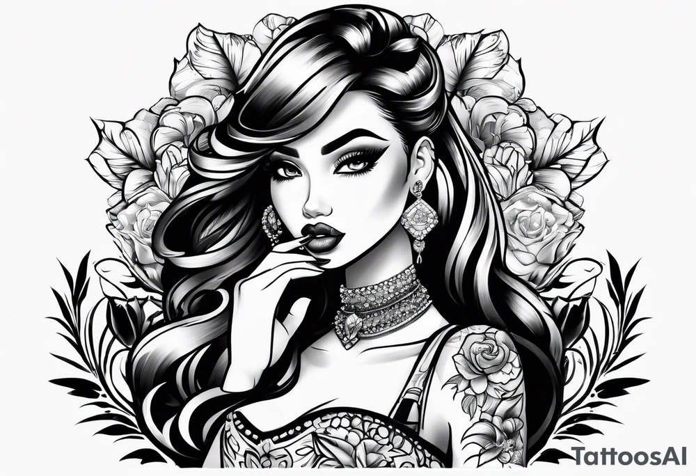 Bratz style flash tattoo full body y2k smoking tattoo idea