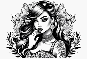 Bratz style flash tattoo full body y2k smoking tattoo idea