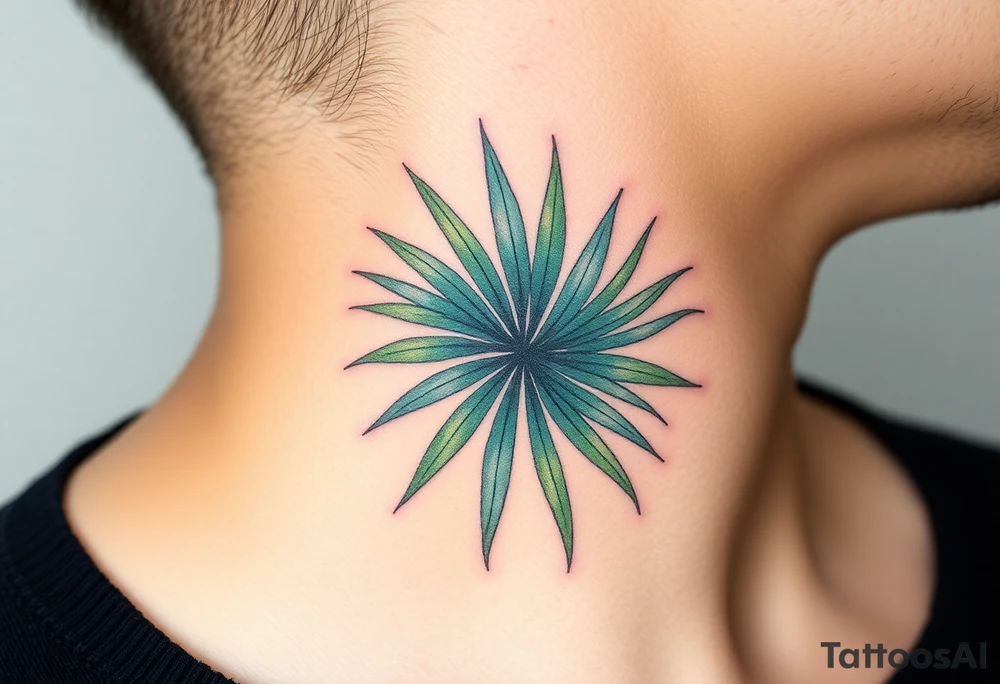 realistic large woven palm leaves tattoo idea