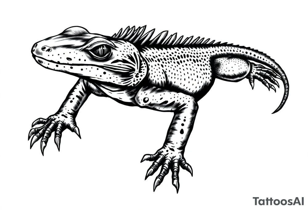 American Old school style black lizard tattoo idea