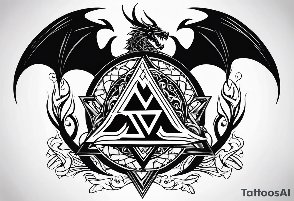 Valhalla sword shield dragon valknut tattoo idea