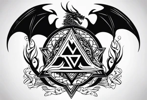 Valhalla sword shield dragon valknut tattoo idea