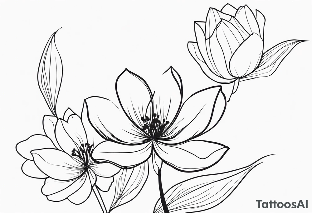 floral and elegant. outline. one line tattoo idea