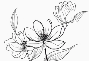 floral and elegant. outline. one line tattoo idea