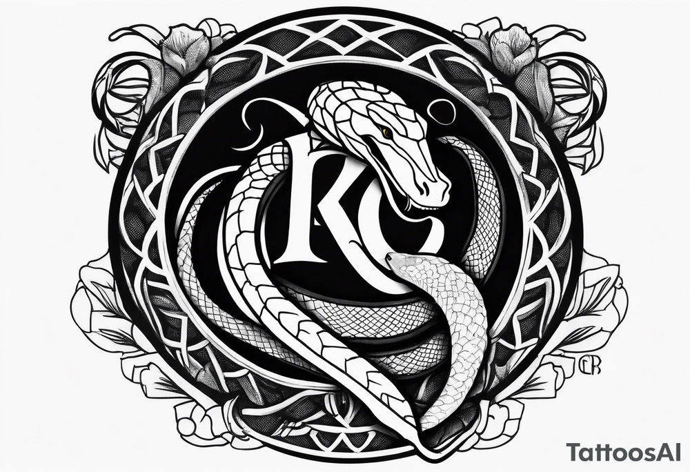 Kobe Logo with black mamba snake wrapped around tattoo idea
