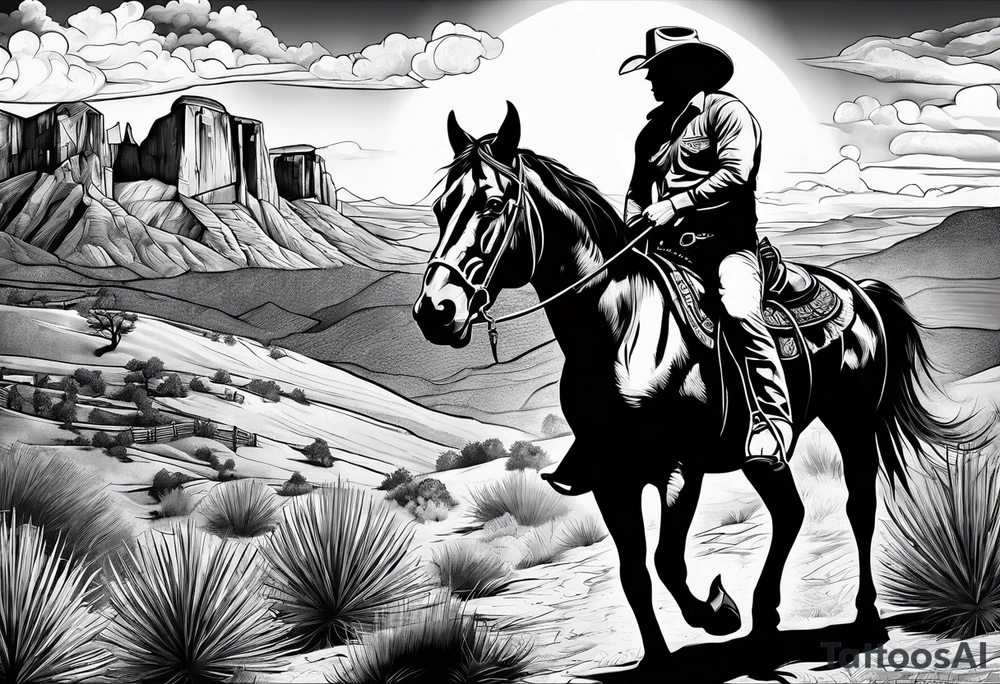 western cowboy tattoo idea