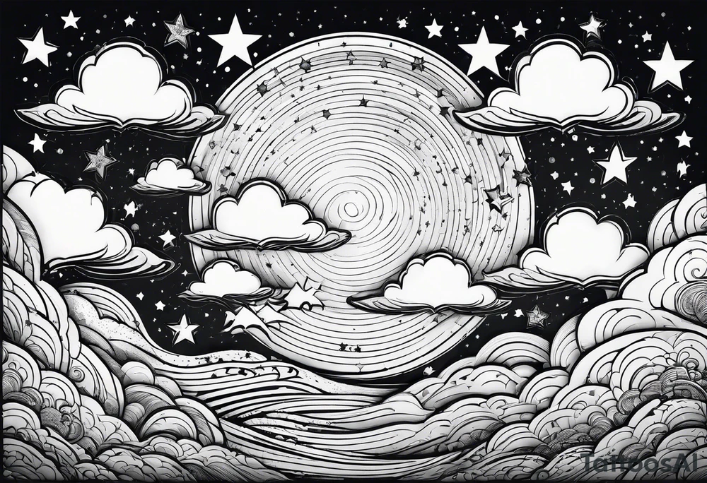 stars, clouds, tattoo idea