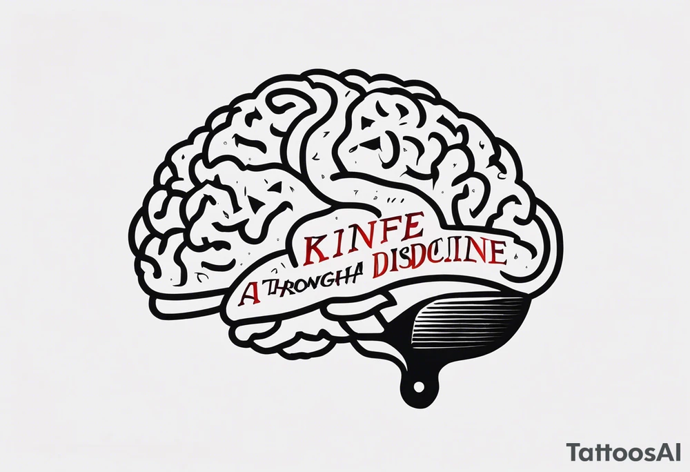 a knife through a brain discipline words tattoo idea