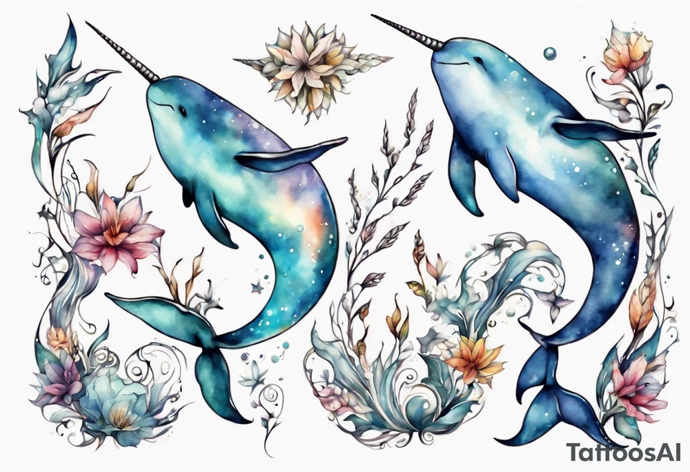 a narwhal tattoo idea