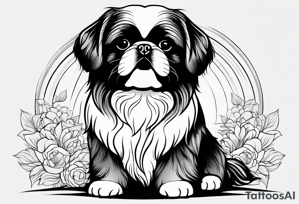 The contour of the face of a pekingese with shih tzu mixed race god. Nothing besides the face. As minimalist as possible. tattoo idea