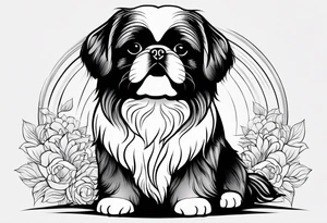 The contour of the face of a pekingese with shih tzu mixed race god. Nothing besides the face. As minimalist as possible. tattoo idea