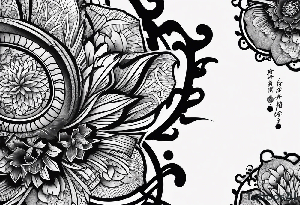 Black Japanese fan tattoo idea