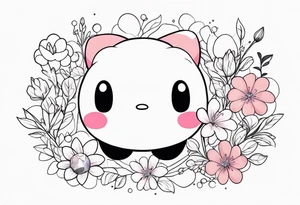 floating Kirby surrounded by flowers in a crystal tattoo idea