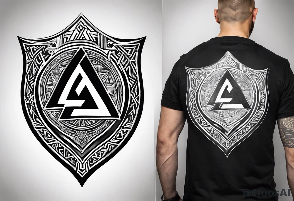 Valhalla shield valknut axe steps tattoo idea