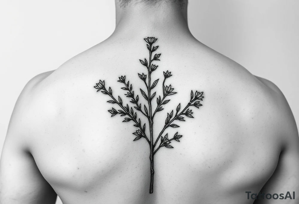 rosemary in flower, realistic tattoo idea