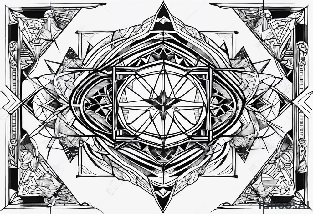 A geometric half sleeve tattoo idea