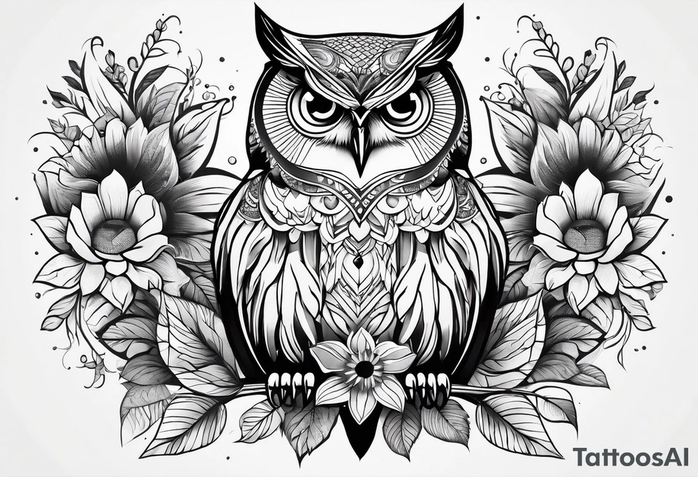 Owl, butterfly and sunflower are sleeve tattoo idea