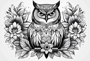 Owl, butterfly and sunflower are sleeve tattoo idea