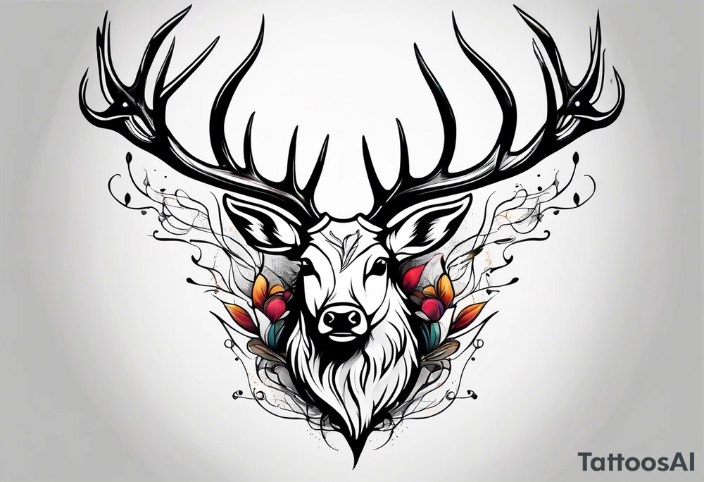 antlers flying away tattoo idea