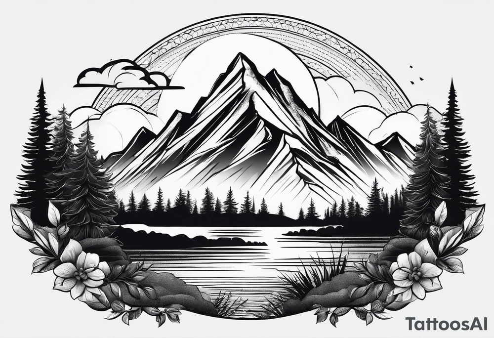 Mountain gradient black from bottom tattoo idea