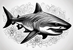 tiger shark with cool texture pattern top view tattoo idea