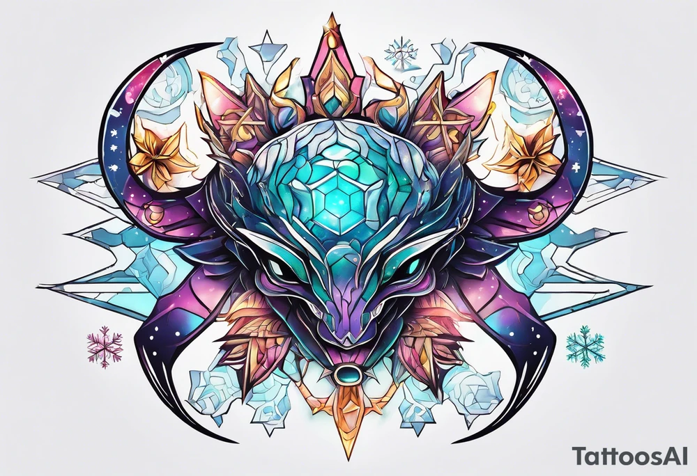 Constellation, animal alien, snowflake tattoo idea