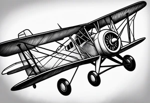 sketch of adventure plane in perspective from the above tattoo idea