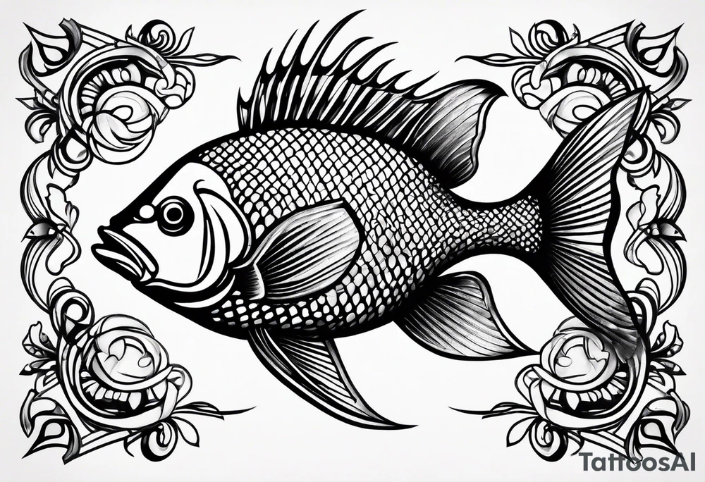 Pinstripe fish tattoo idea