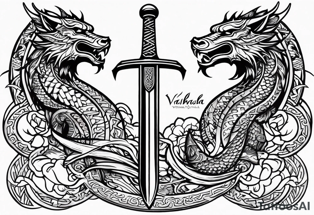 Viking sword Valhalla dragon tattoo idea