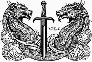Viking sword Valhalla dragon tattoo idea